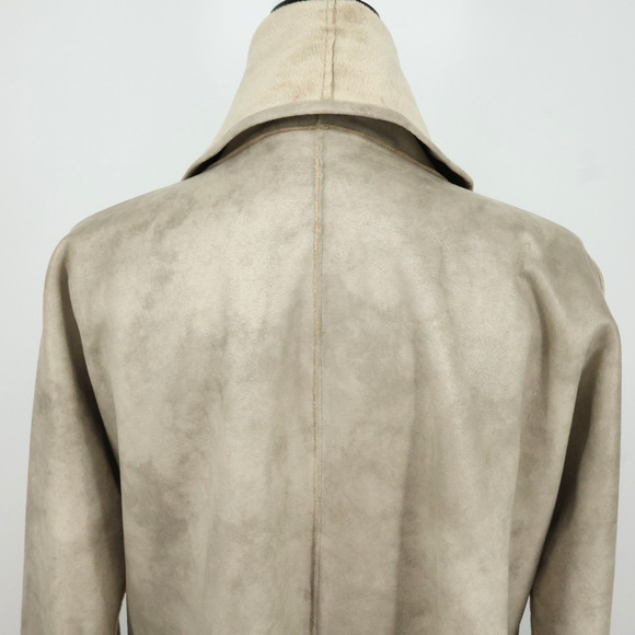 Mycra Pac One Jacket Womens Medium Beige Microfiber Open Front Sherpa Lined Coat - Picture 8 of 16